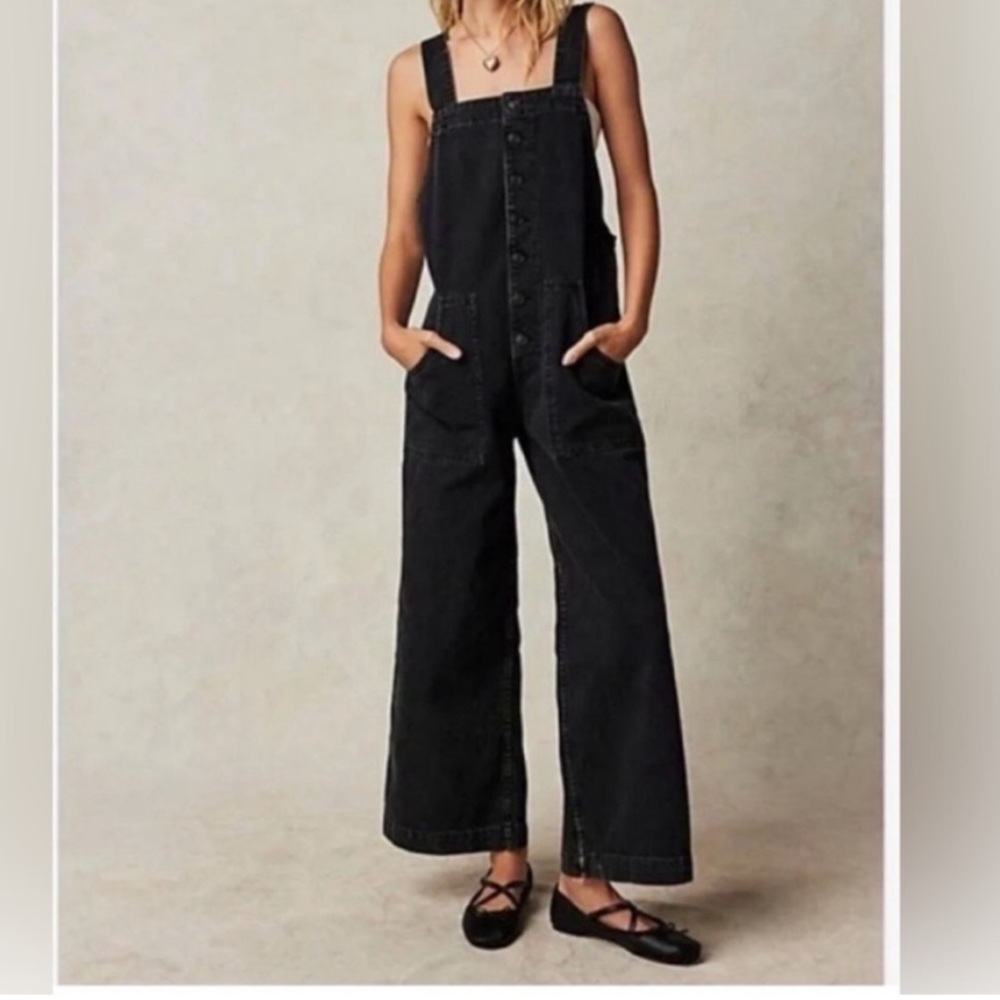 WE THE FREE FIELD OF FLOWERS WIDE LEG OVERALLS